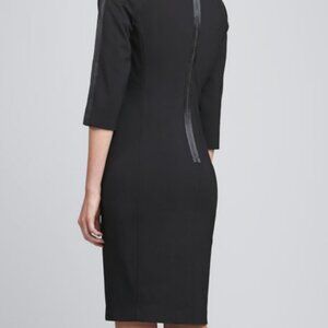 Elie Tahari Kylie Leather Piped Sheath Dress (Size Large)